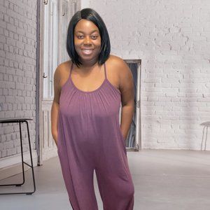 Pocket Jumpsuit-Eggplant